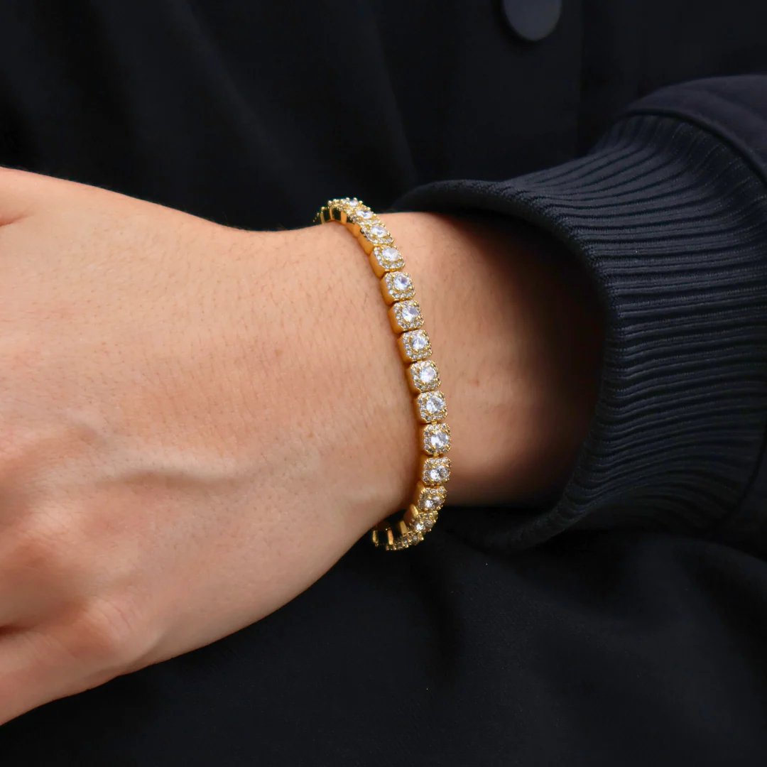Women's Micro Clustered Tennis Bracelet (Gold) - 5mm - Image 2