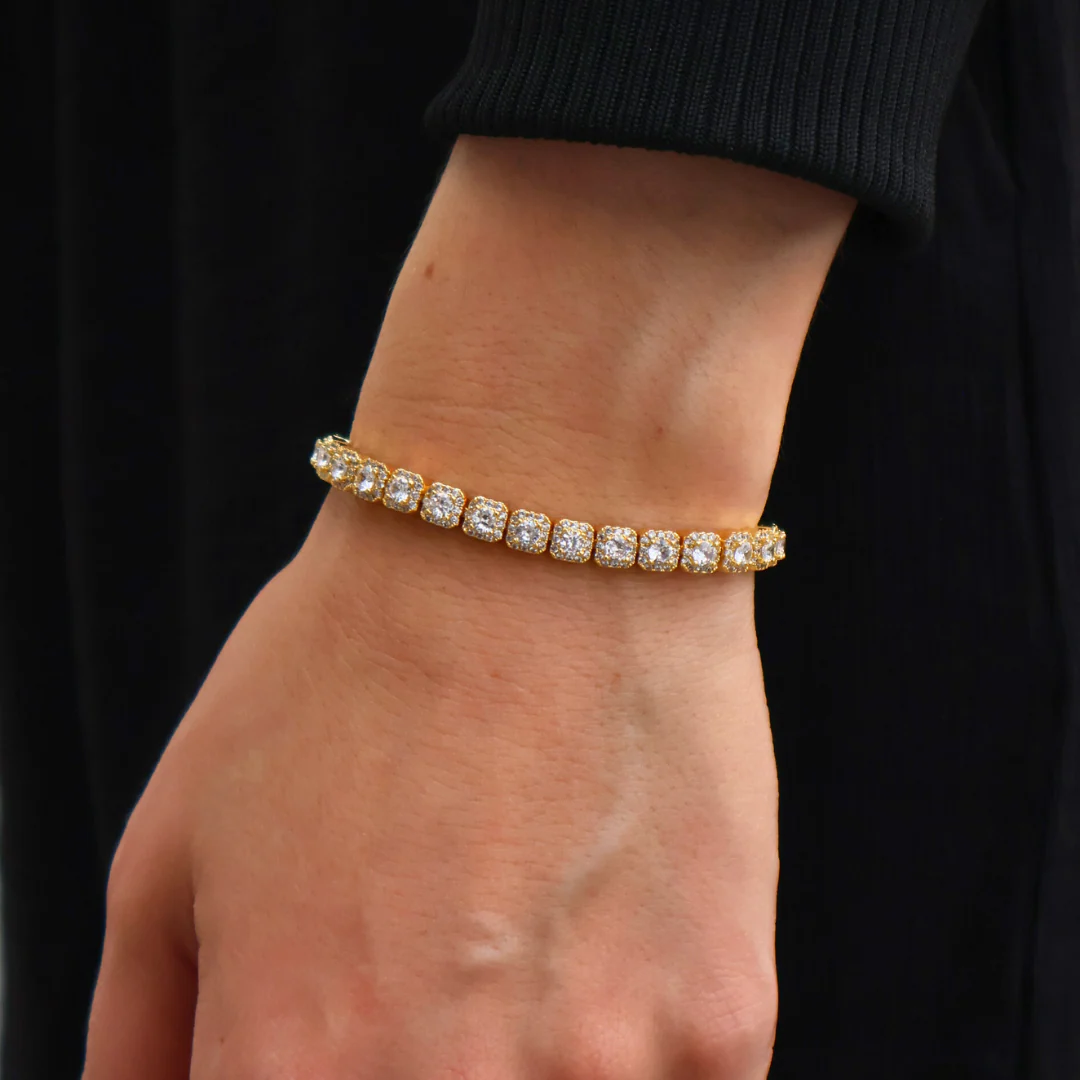 Women's Micro Clustered Tennis Bracelet (Gold) - 5mm - Image 4