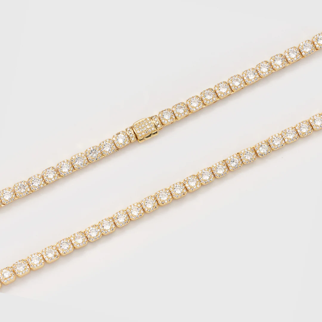 Micro Clustered Tennis Chain (Gold) - 5mm - Image 3