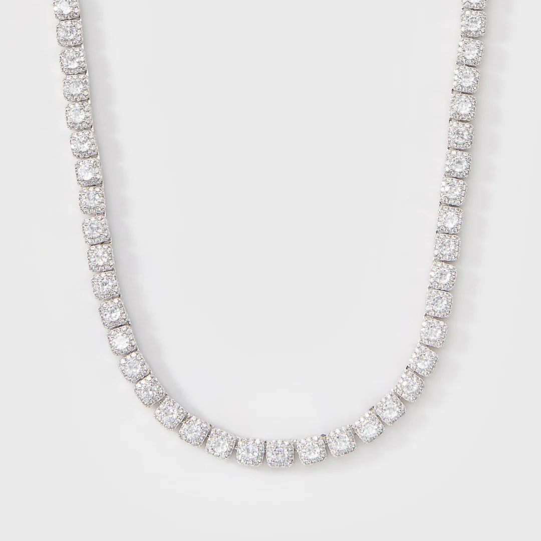 Women's Micro Clustered Tennis Chain (Silver) - 5mm