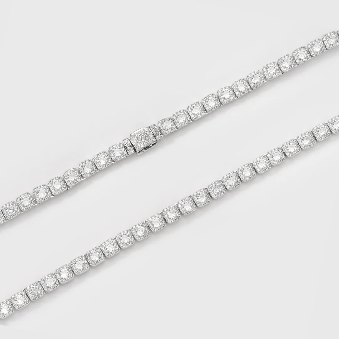 Women's Micro Clustered Tennis Chain (Silver) - 5mm - Image 2