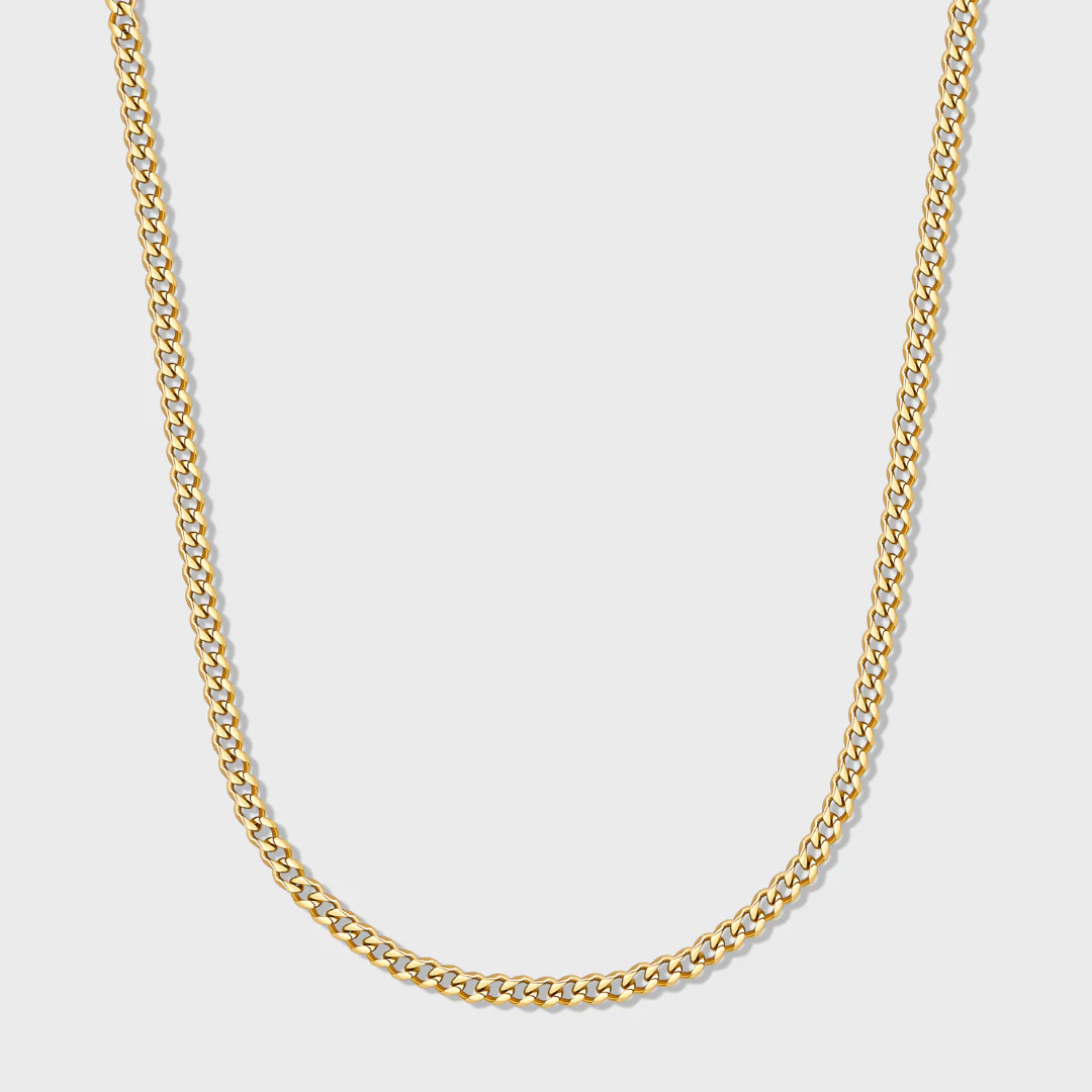 Women's Micro Cuban Link Chain + Bracelet (Gold) - 3mm - Image 4