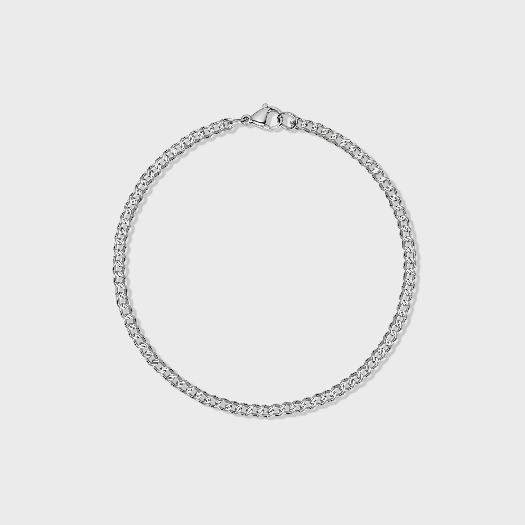 Women's Micro Cuban Link Chain + Bracelet (Silver) - 3mm - Image 5
