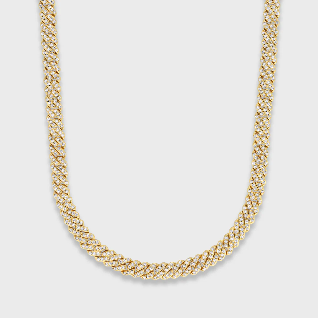 Women's Iced Micro Prong Cuban Chain + Bracelet (Gold) - 5mm - Image 4