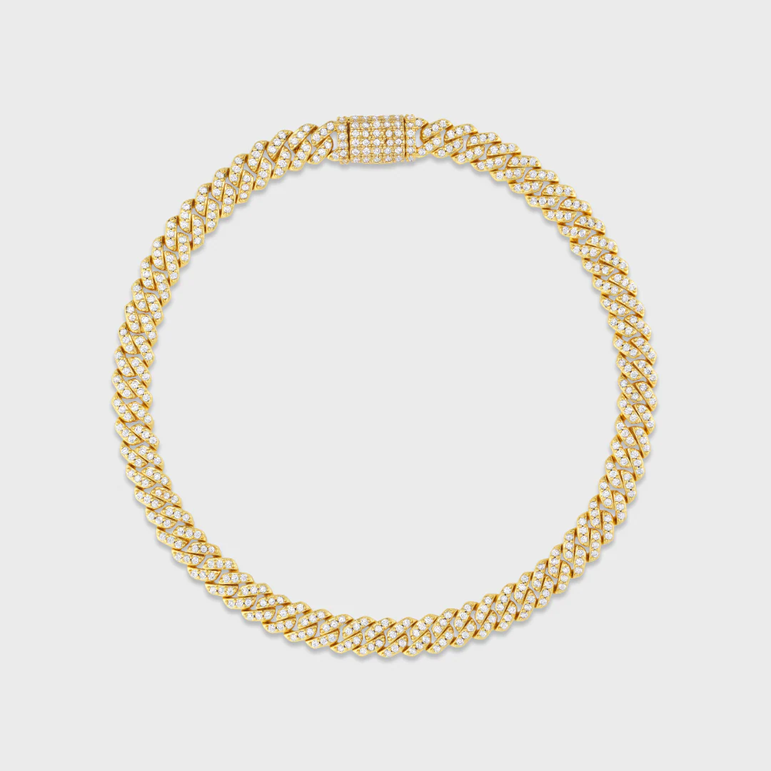 Women's Iced Micro Prong Cuban Chain + Bracelet (Gold) - 5mm - Image 5