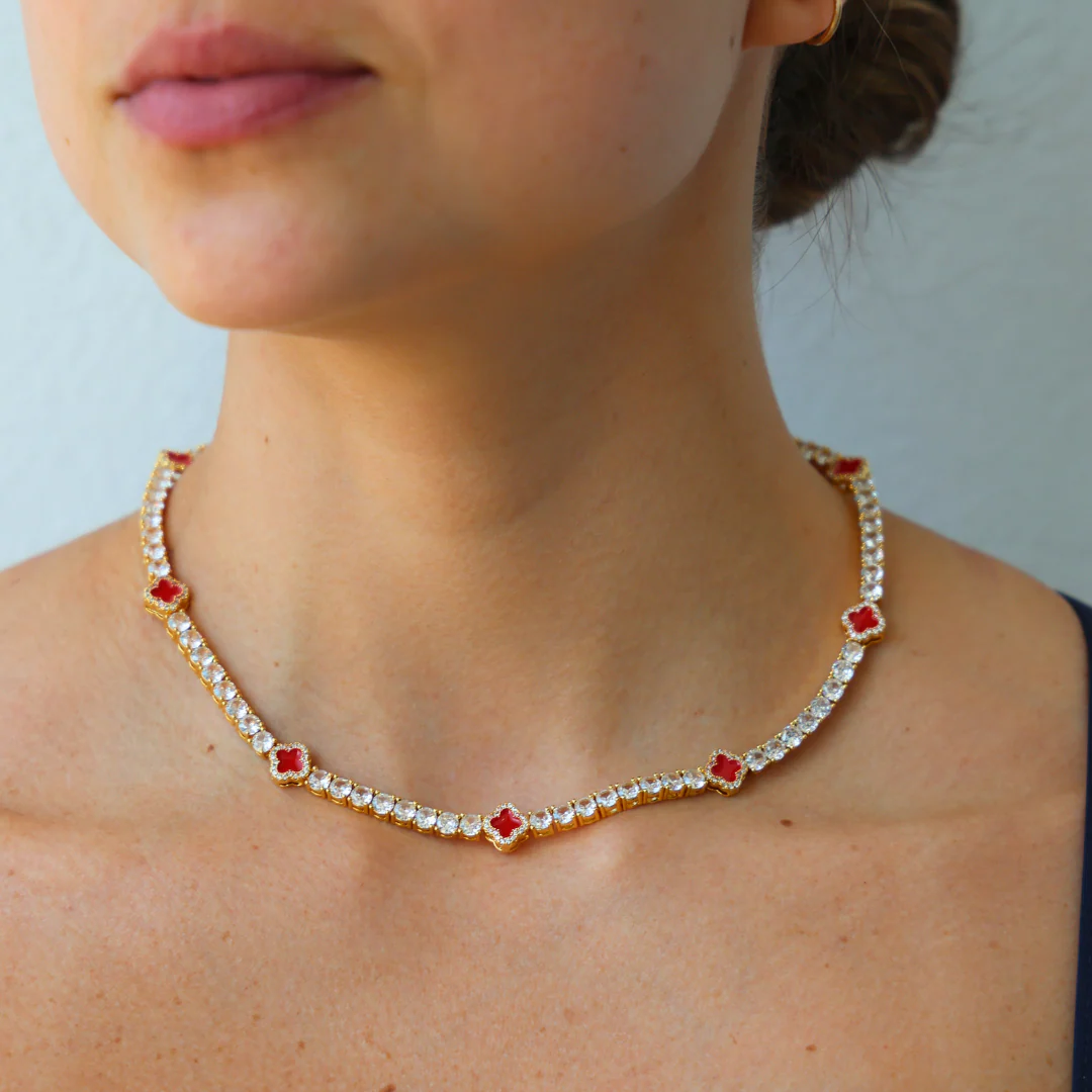 Women's Red Clover Tennis Chain (Gold) - 4mm - Image 2