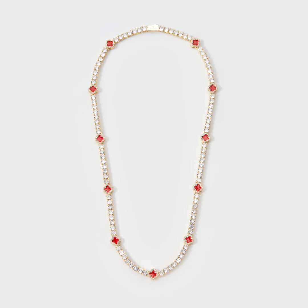 Red Clover Tennis Chain (Gold) - 4mm - Image 5