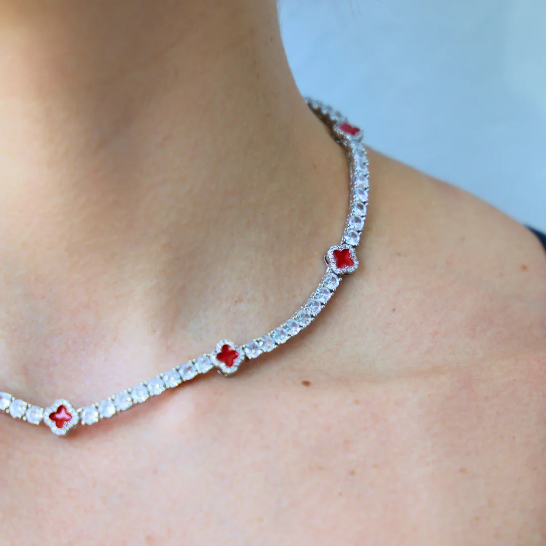 Women's Red Clover Tennis Chain (Silver) - 4mm - Image 4