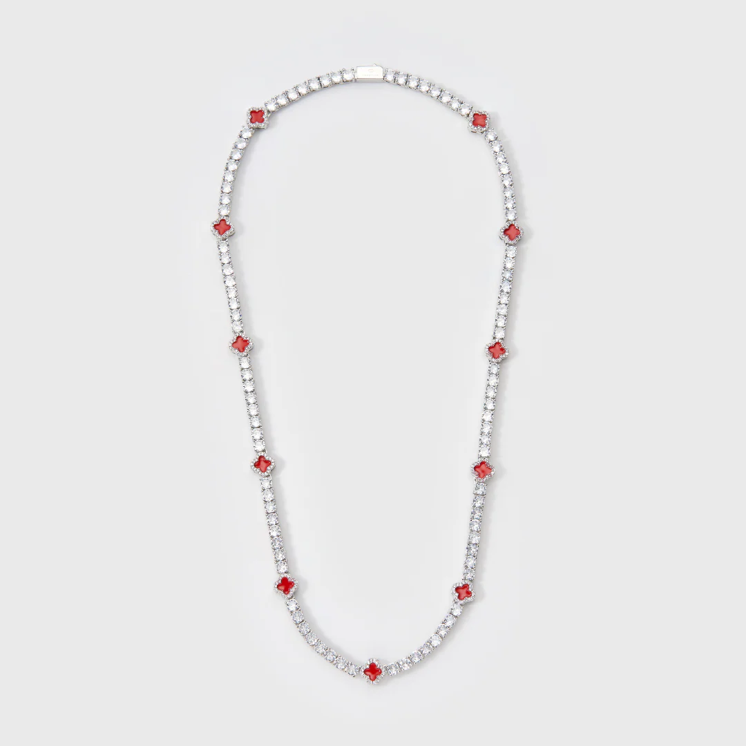Red Clover Tennis Chain (Silver) - 4mm - Image 5