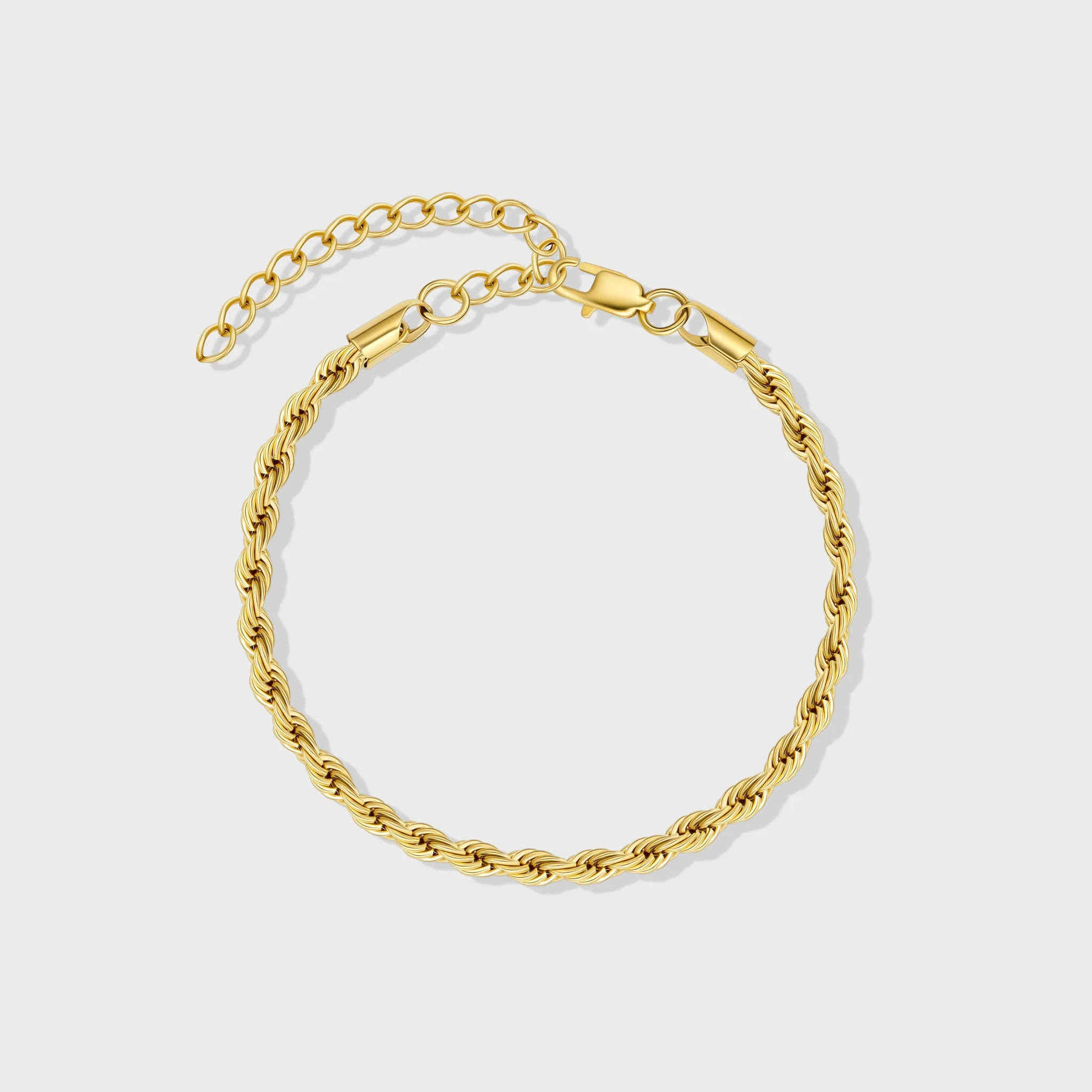 Women's Rope Chain + Bracelet (Gold) - 4mm - Image 4