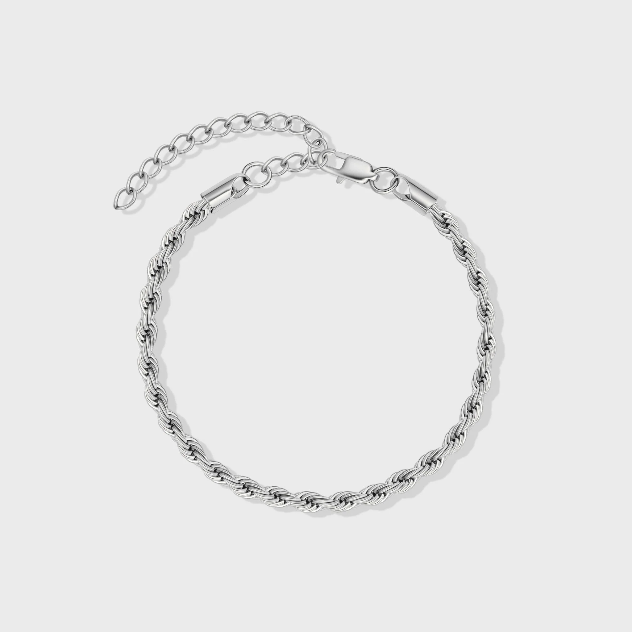 Women's Rope Chain + Bracelet (Silver) - 4mm - Image 4