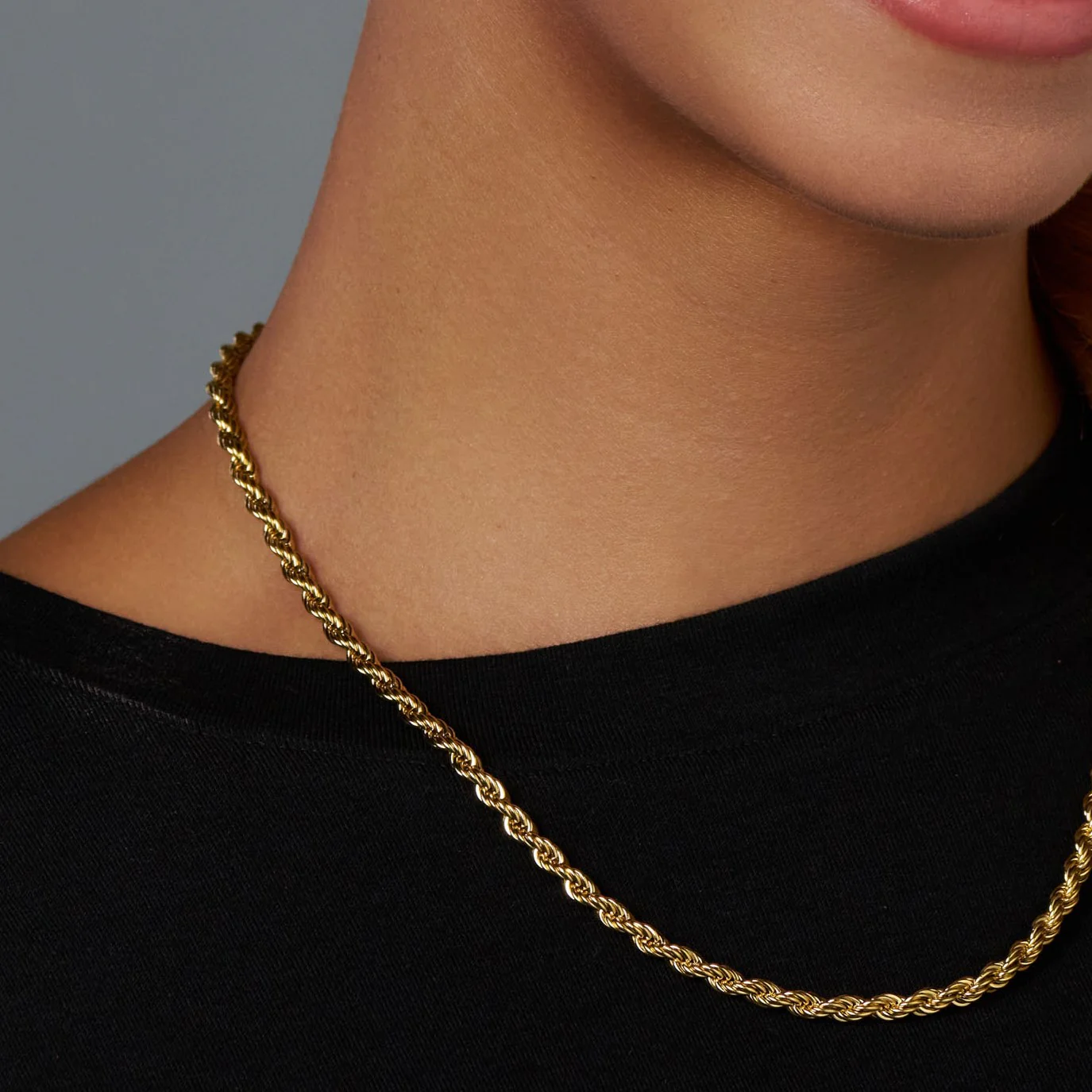 Women's Rope Chain (Gold) - 4mm - Image 5