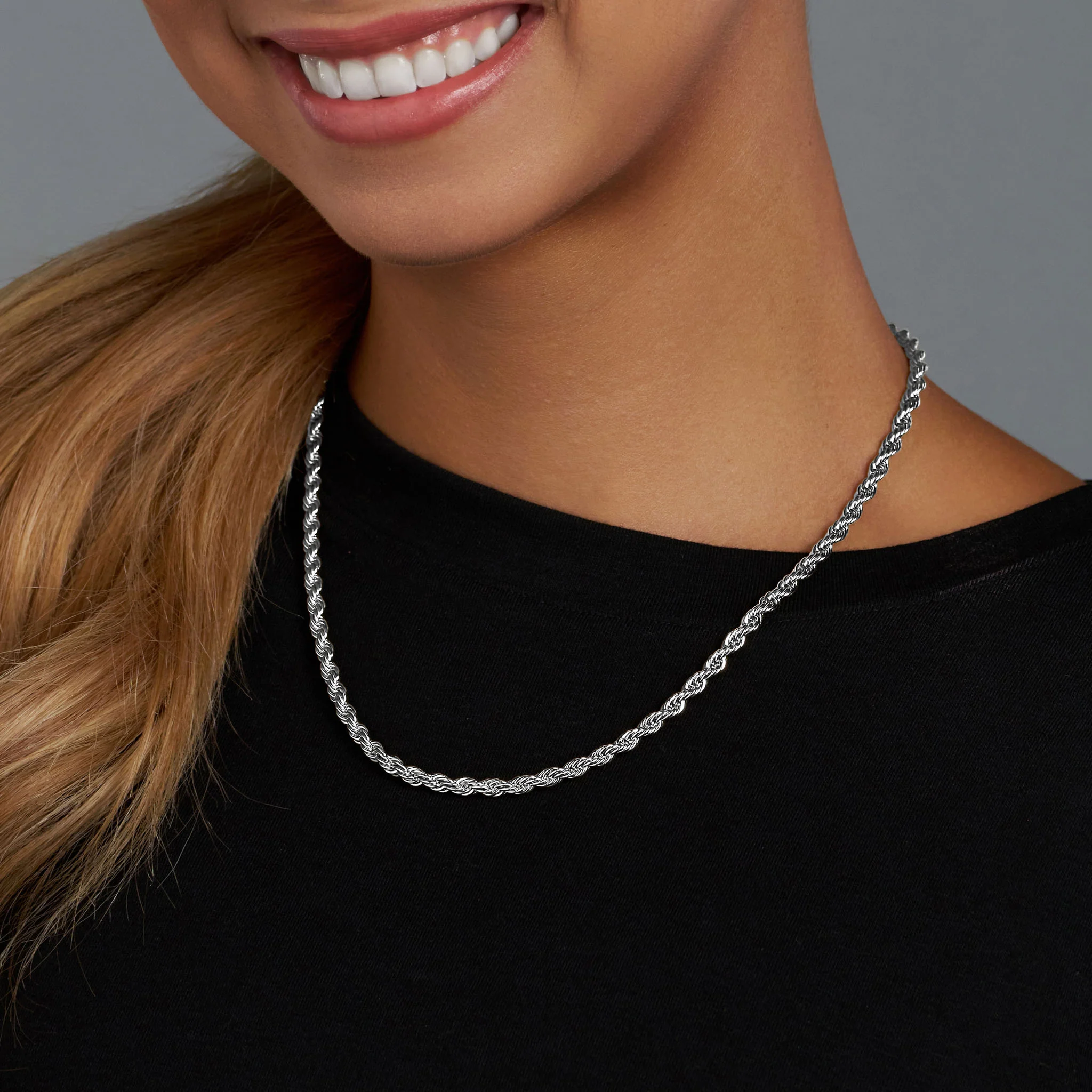 Women's Rope Chain (Silver) - 4mm - Image 2