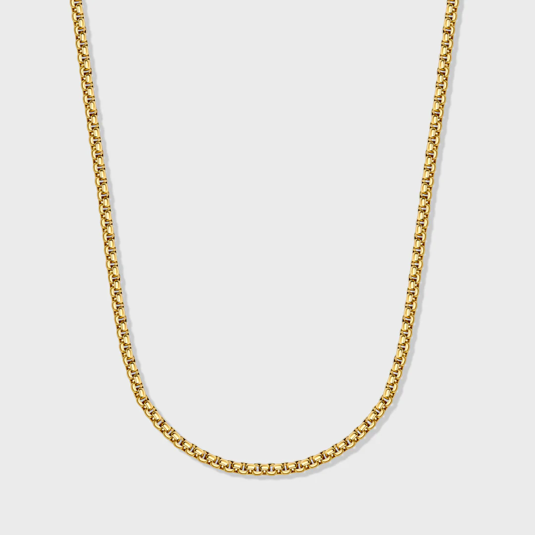 Women's Round Box Chain (Gold) - 3mm