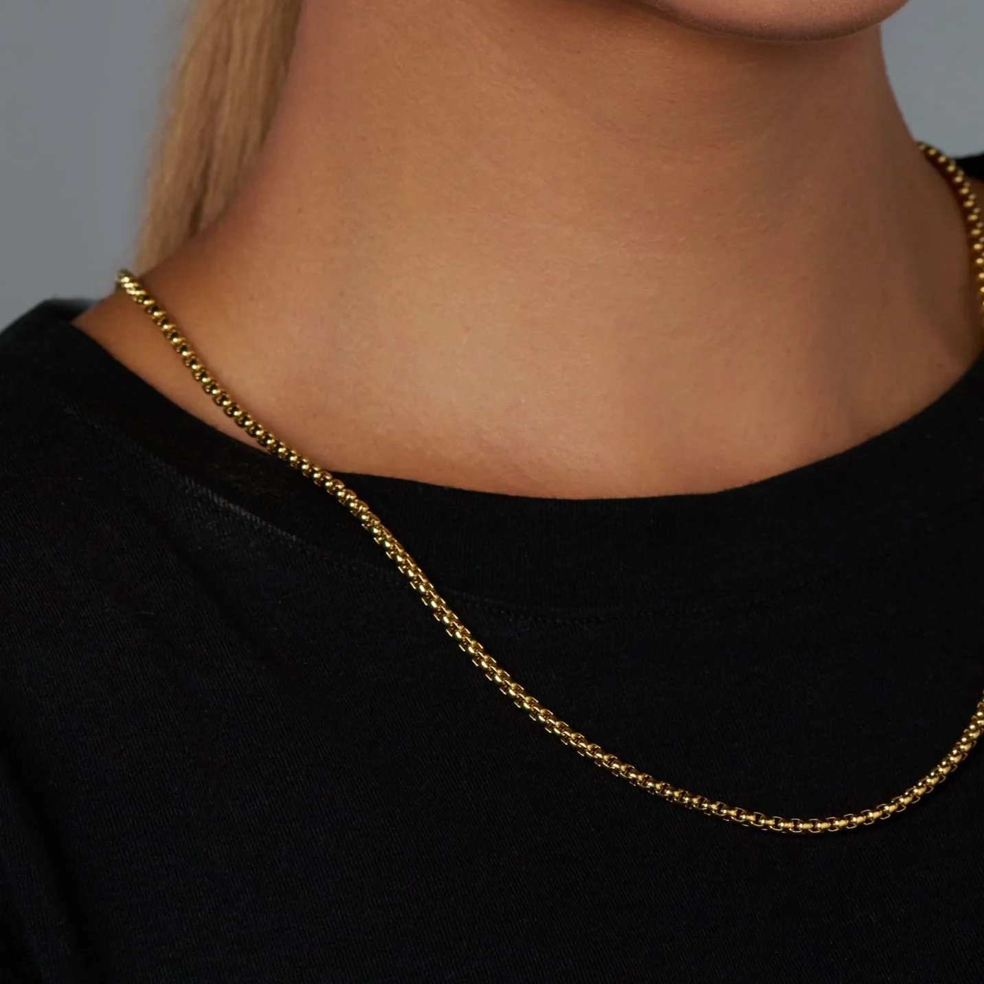 Women's Round Box Chain (Gold) - 3mm - Image 5