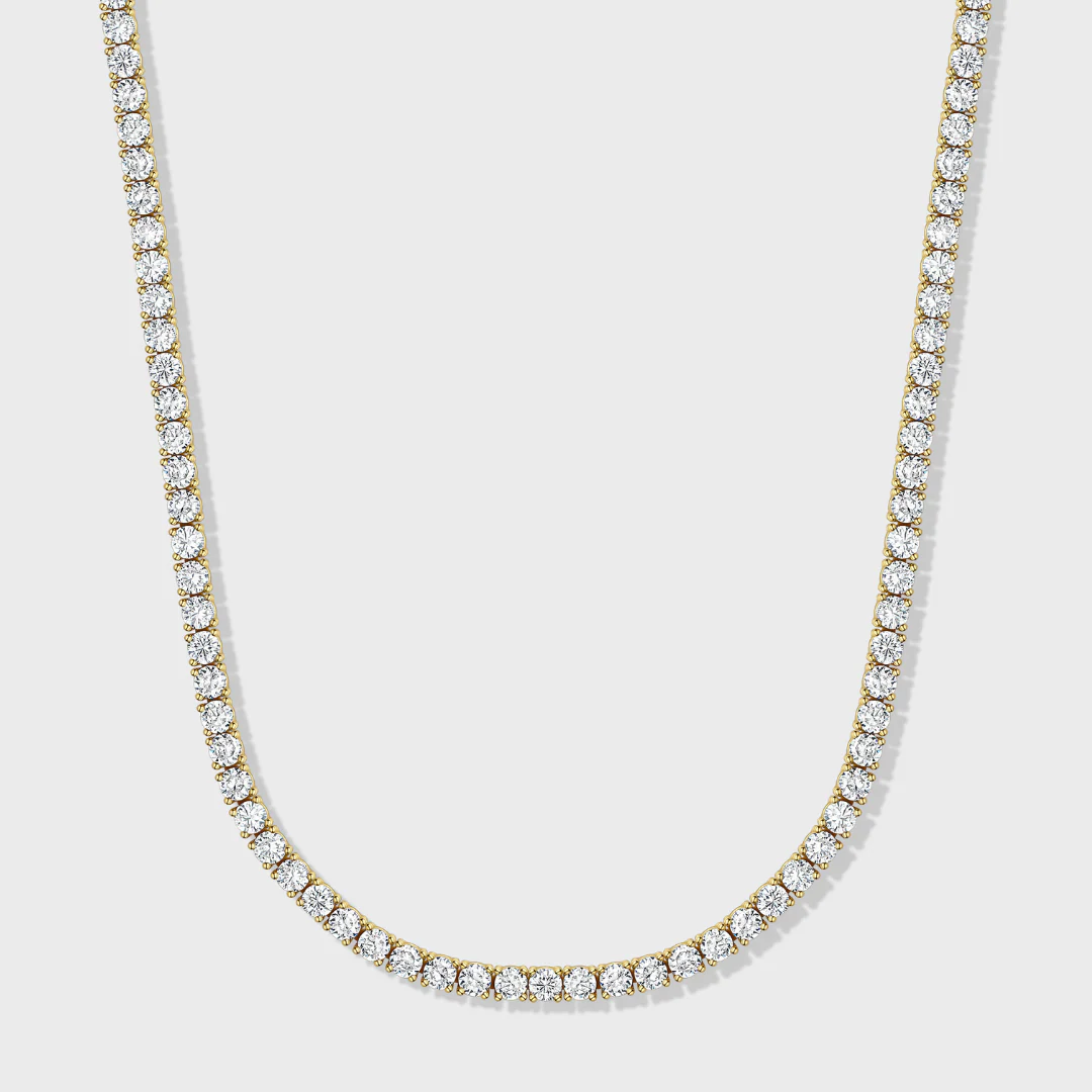 Women's Tennis Chain + Bracelet (Gold) - 3mm - Image 4