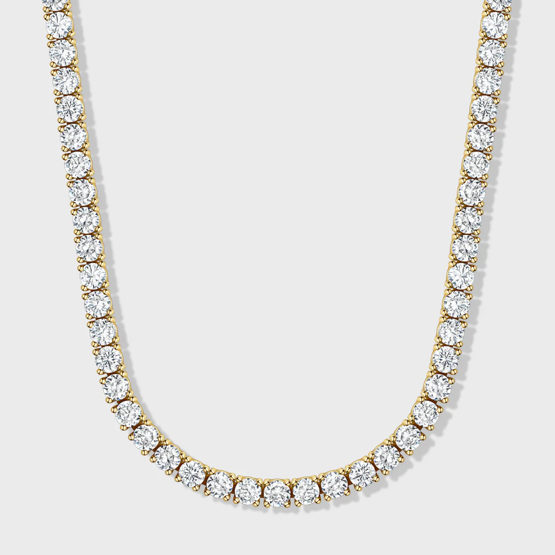 Women's Tennis Chain + Bracelet (Gold) - 5mm - Image 3