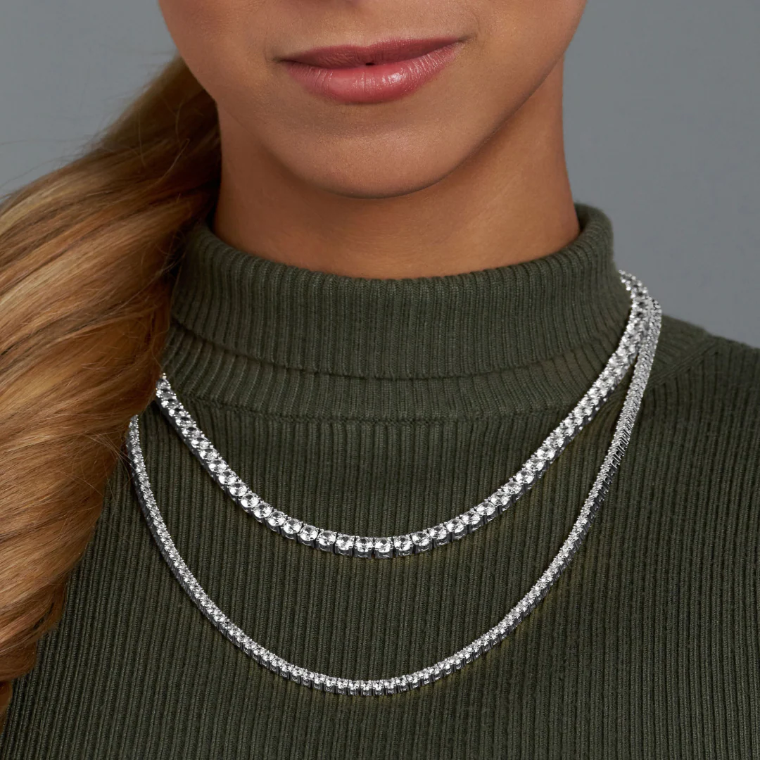 Women's Tennis Chain + Bracelet (Silver) - 3mm - Image 3